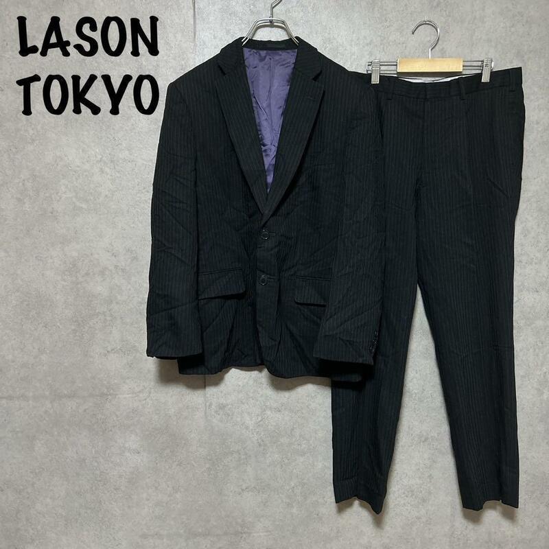 【LASON TOKYO】セットアップスーツ（ONE）ストライプ＊裏地紫＊