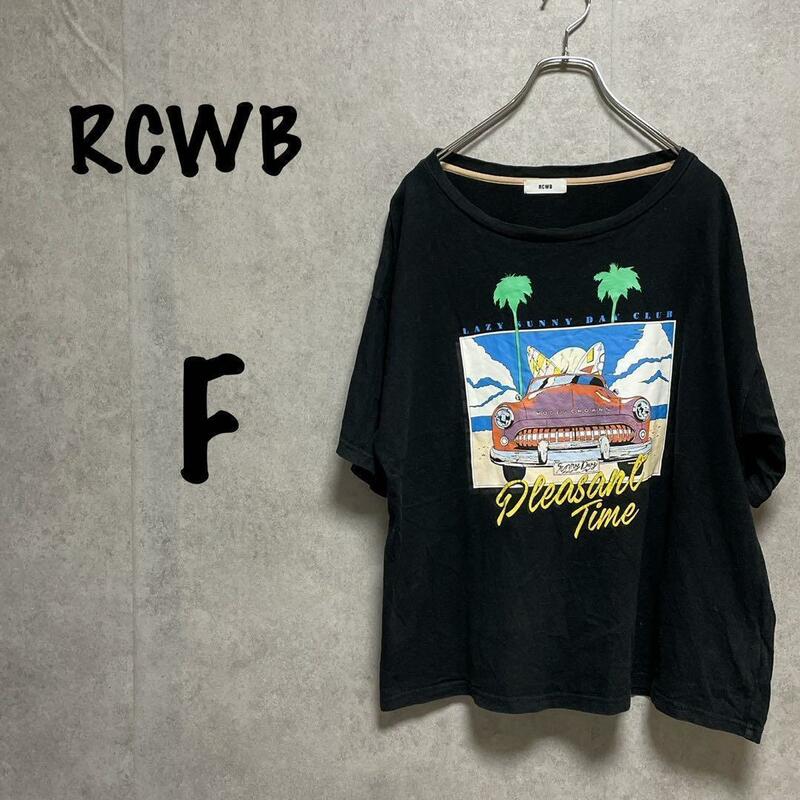 【RCWB】アールシーダブルビー（F）ビッグプリントTシャツ＊ユニセックス＊黒＊