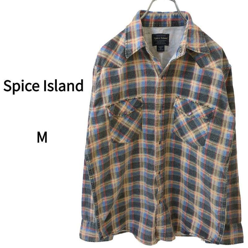 【Spice Island】(M)チェックネルシャツ＊胸ポケット＊カントリー調＊