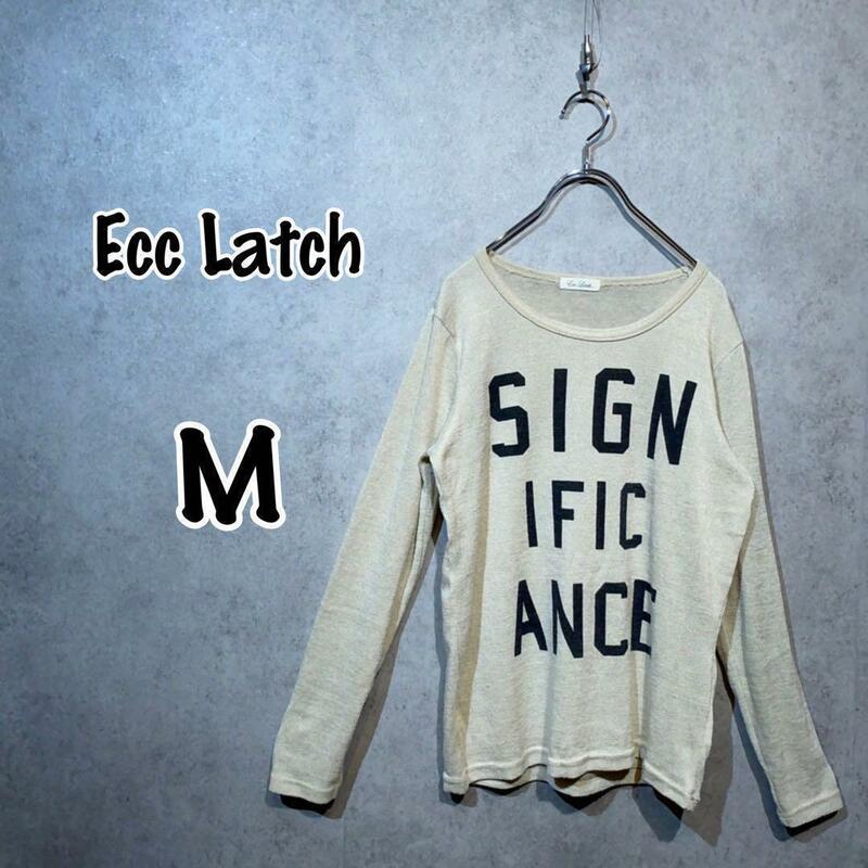 【Ecc Latch】(M)英字ロゴロングTシャツ＊ロンT＊カジュアル＊透け感