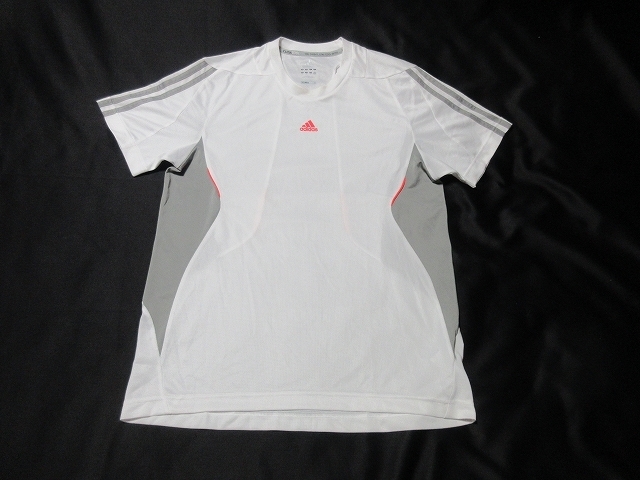 R-423★アディダス・CLIMACOOL♪白xグレー/半袖Tシャツ(O)★