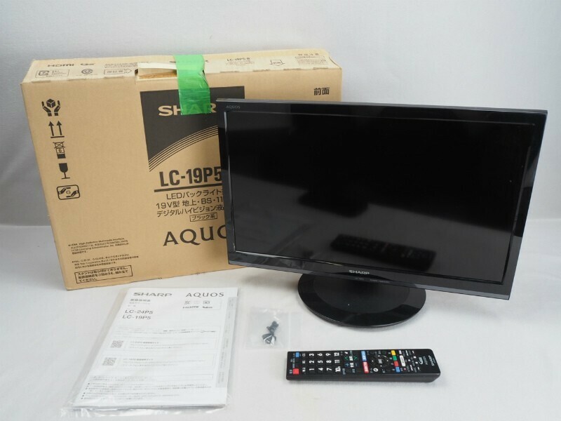 n2N240606　② SHARP シャープ AQUOS LC-19P5-B 2018年製 19V型 液晶テレビ ブラック系 一式 動作品