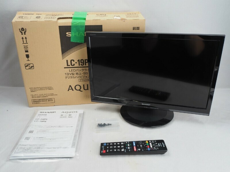 n4N240606　④ SHARP シャープ AQUOS LC-19P5-B 2018年製 19V型 液晶テレビ ブラック系 一式 動作品