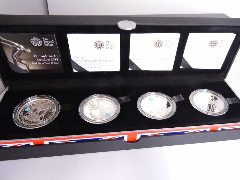 記念銀貨 シルバー925 ロンドン2012オリンピック競技大会 公式記念コイン カラー銀貨 5ポンド 4種セット ケース入り