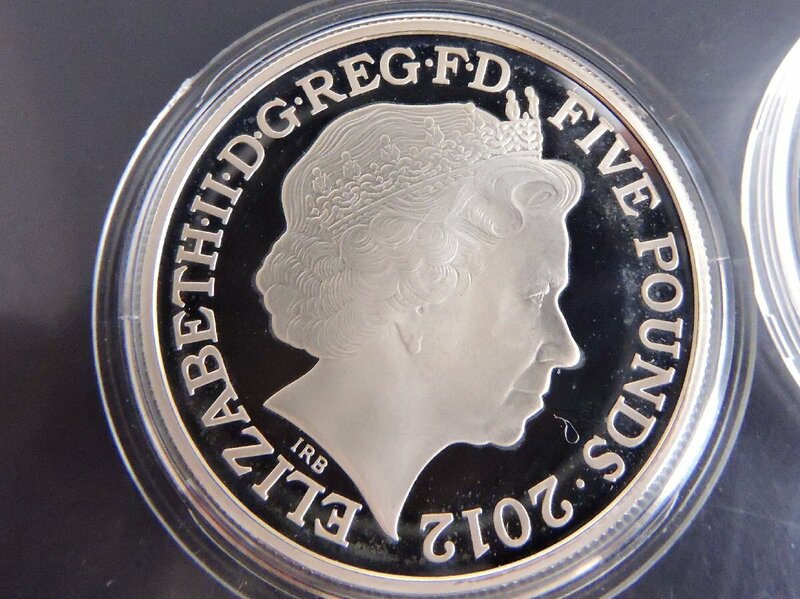 銀貨 2012 ロンドンオリンピック記念 エリザベス女王 5ポンド プルーフ硬貨