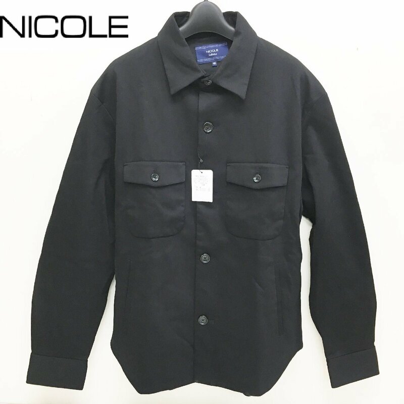 NICOLE/長袖シャツ/メンズ/ブラック/ニコル/セレクションカジュアル/ビジネスにも/トップス/服