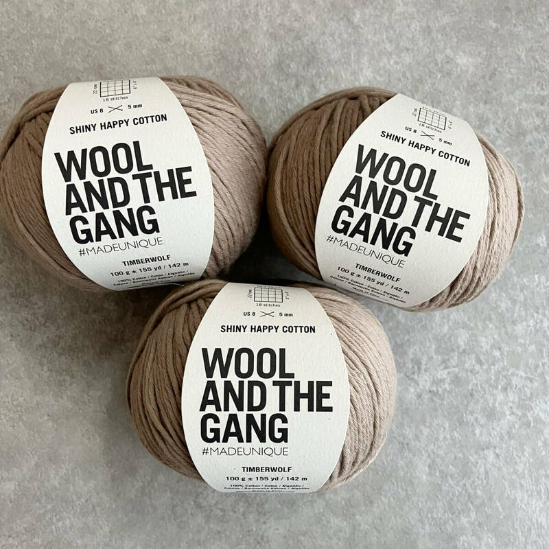 【WATG】シャイニーハッピーコットン　WOOL AND THE GANG　TIMBERWOLF　ウールアンドザギャング　3玉セット　海外毛糸