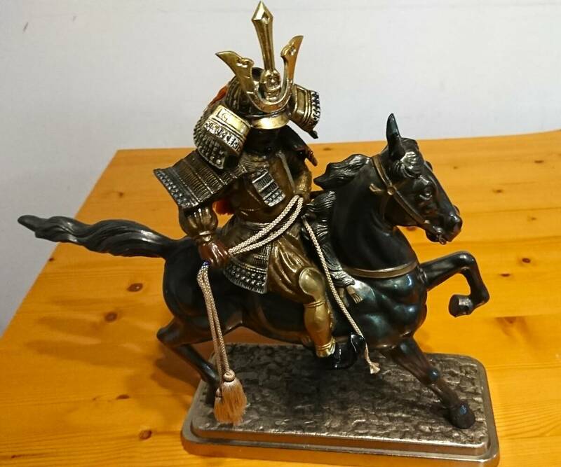 【希少】時代物 銅製 騎馬武将像 置物 古美術品 現状品 昭和レトロ 骨董品