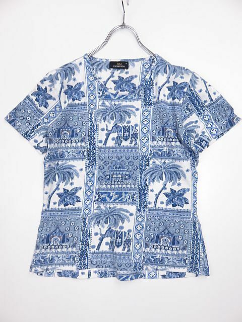 ジムトンプソン　JIM THOMPSON　半袖Tシャツ　ストレッチ素材　青　白　M