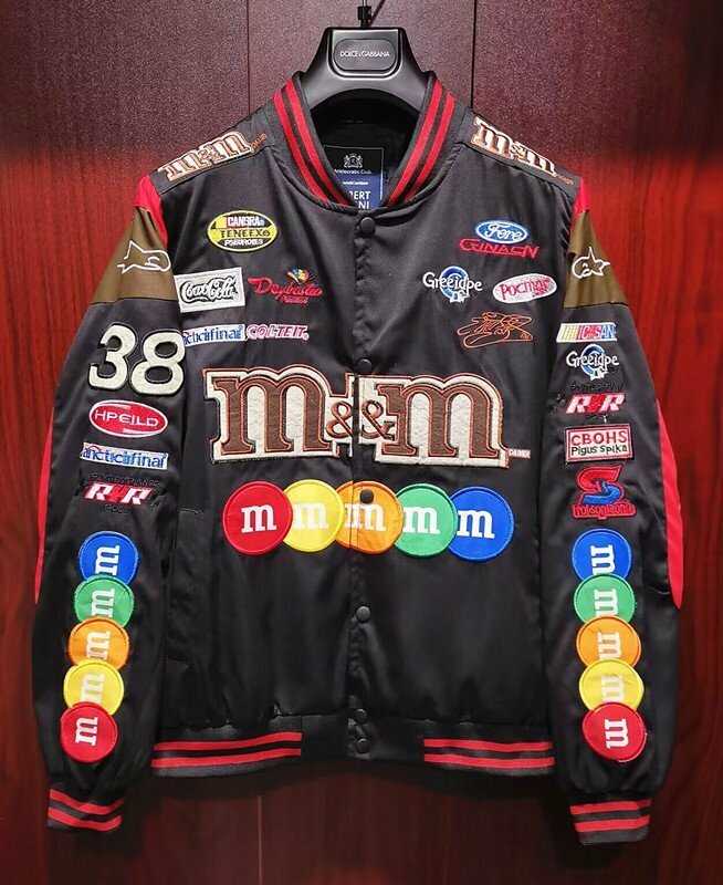 限定品※定価8万◆イタリア・ローマ発*ROBERT CAVANI/ロベルトカバーニ・m&m's*豪華刺繍・ワッペン・ジャケット/ジャンパー/XL黒