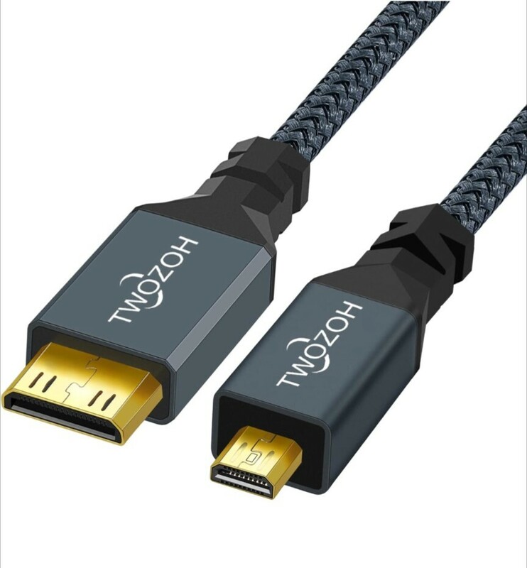 Micro HDMI to Mini HDMI 変換 ケーブル 0.3M ミニHDMI toマイクロHDMIケーブル HDMIケーブル