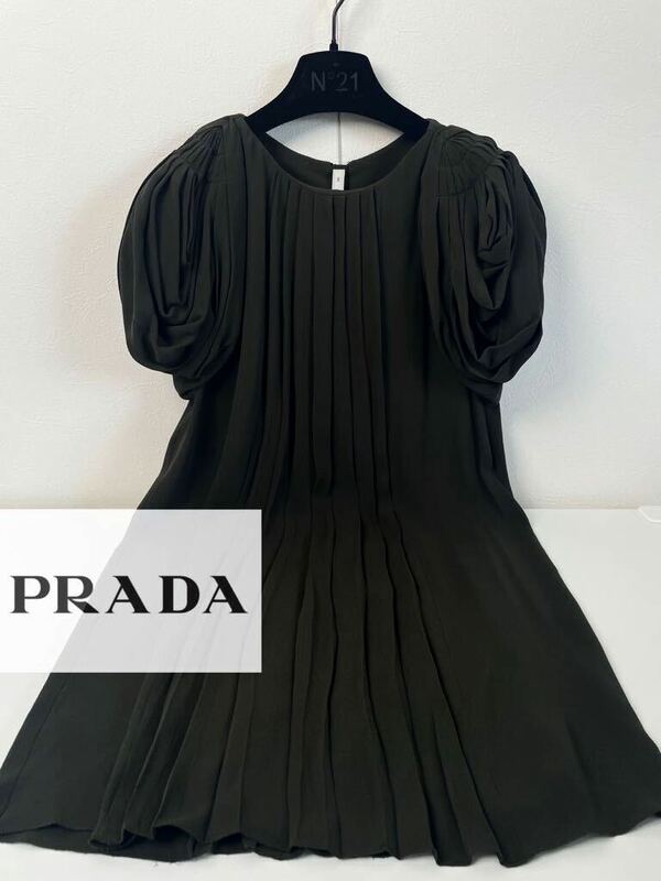 d31定価14万 ●超美品PRADA●made in ITAY●シルク100% ワンピース　ドレス　プラダ　レディース　サイズ38 フォーマル　パーティー