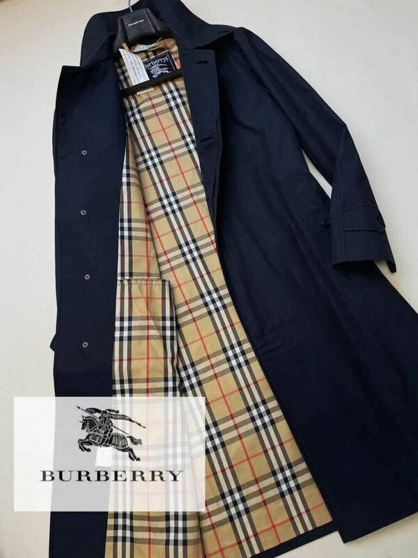 e18 【6月レインコーデ大活躍】定価15万●BURBERRY●ギャバジン撥水!!ノバチェック総柄〜高級トレンチコート バーバリーコート メンズ L 