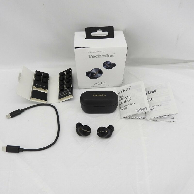 【中古品】Panasonic パナソニック ワイヤレスイヤホン Technics テクニクス EAH-AZ80-K ブラック 11602911 0617