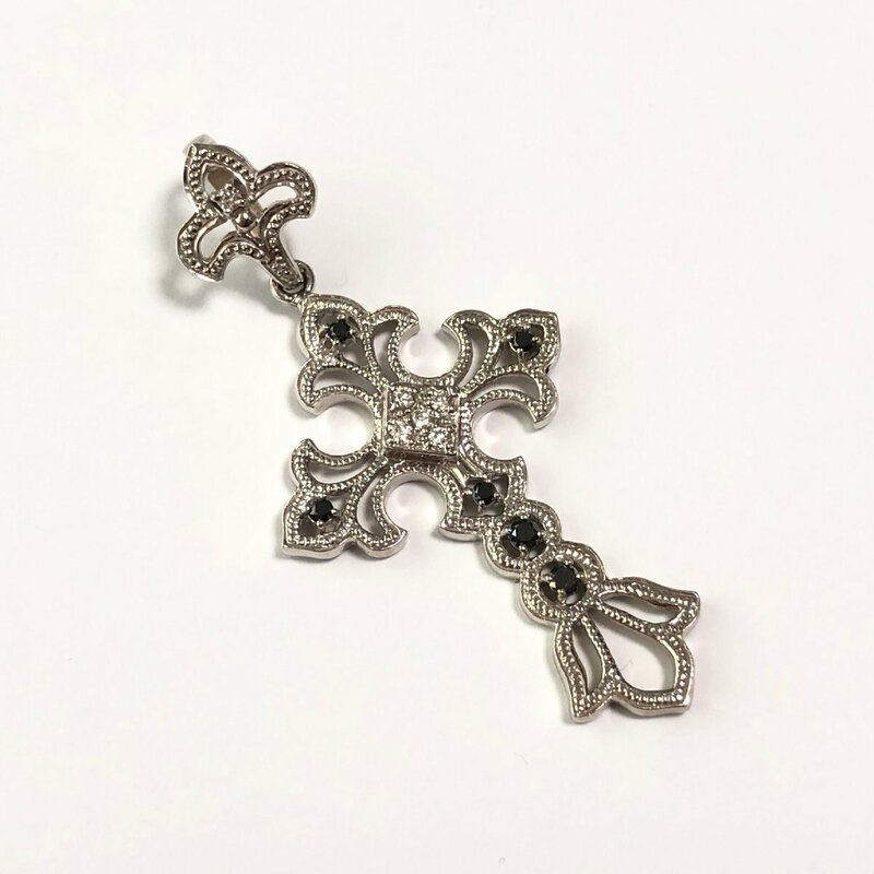 K18WG　ダイヤモンドブラックダイヤモンド　0.25ct　ホワイトゴールド　ペンダントトップ　トップ