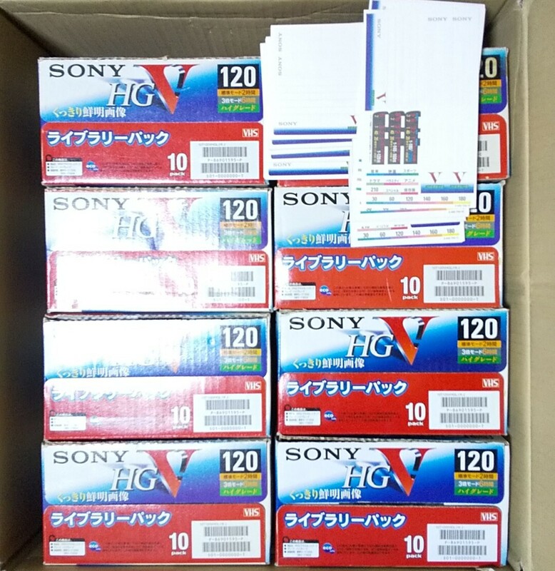 【中古】SONY VHS ハイグレード ビデオカセットテープ 80本セット 未使用ラベル付き ソニー ビデオテープ 【ジャンク】