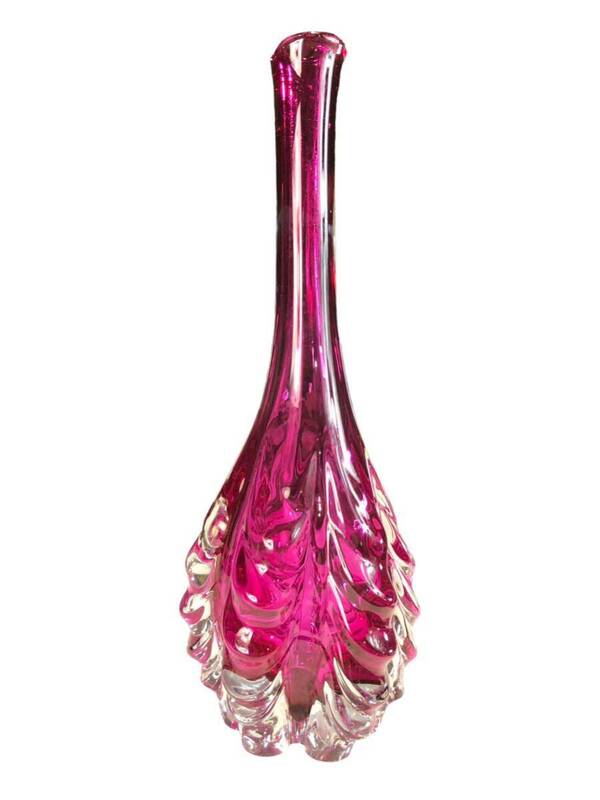 花瓶 花器 ART GLASS アートグラス フラワーベース ガラス 一輪挿し 花入 花入れ インテリア レトロガラス ガラス花瓶 ピンク 雑貨 小物