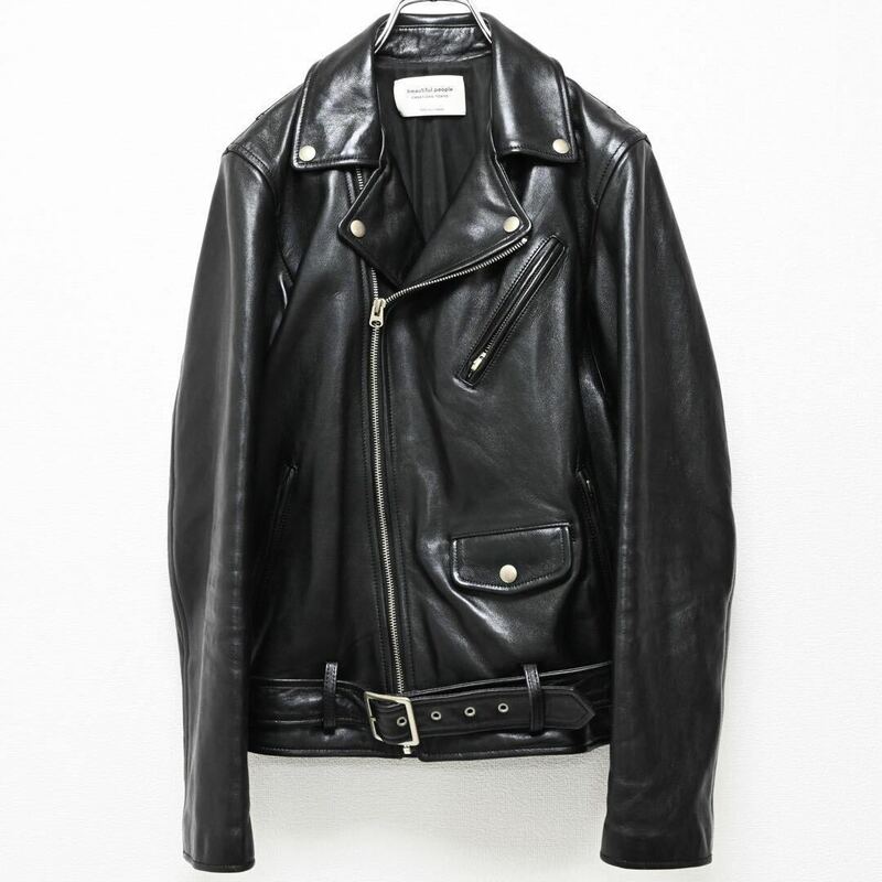 極美品 Beautiful People ビューティフルピープル ライダースジャケット ラムレザー 羊革 vintage leather riders jacket Black
