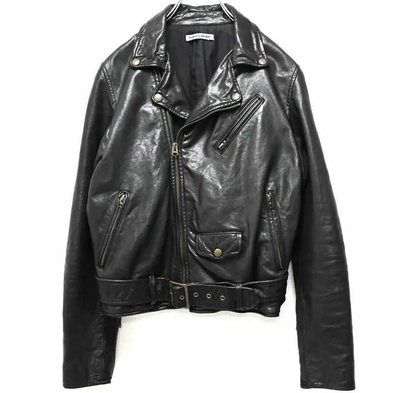 極美品 Beautiful People ビューティフルピープル ライダースジャケット ラムレザー 羊革 leather riders jacket Black