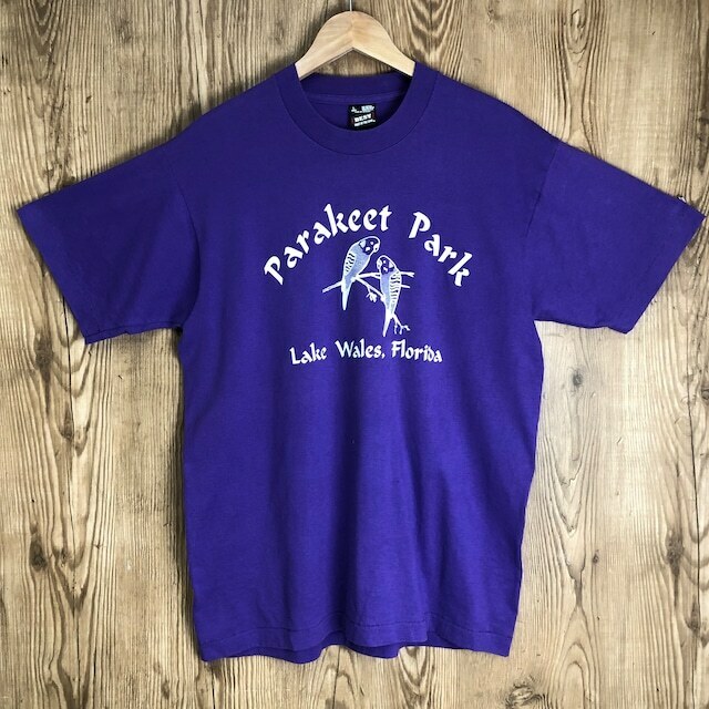 USA製 90s VINTAGE FRUITS OF THE LOOM PARAKEET PARK プリント Tシャツ メンズL 90年代 古着 e24060409