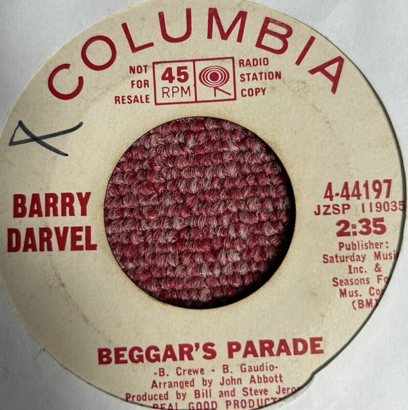 Barry Darvell・My world of make believe・Johnny Cymbal・Bob Crewe・Columbia・US 45's原盤・Oldies・Rare!