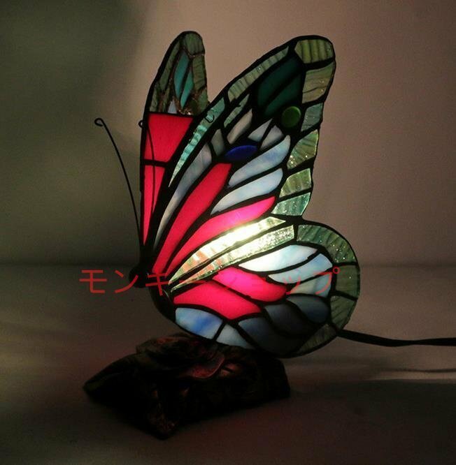 ◆稀少品◆芸術品◆ステンドランプ ステンドグラス 蝶 照明 ティファニー デスクライト 室内装飾