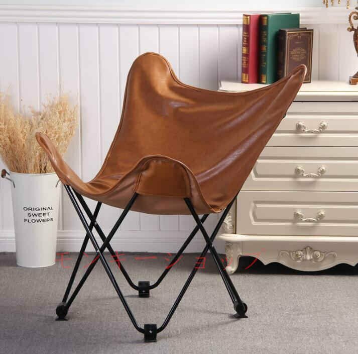 人気推薦☆美品■北欧風の革のチョウの椅子の折り畳み椅子のカジュアルな怠け者のソファーの寝椅子