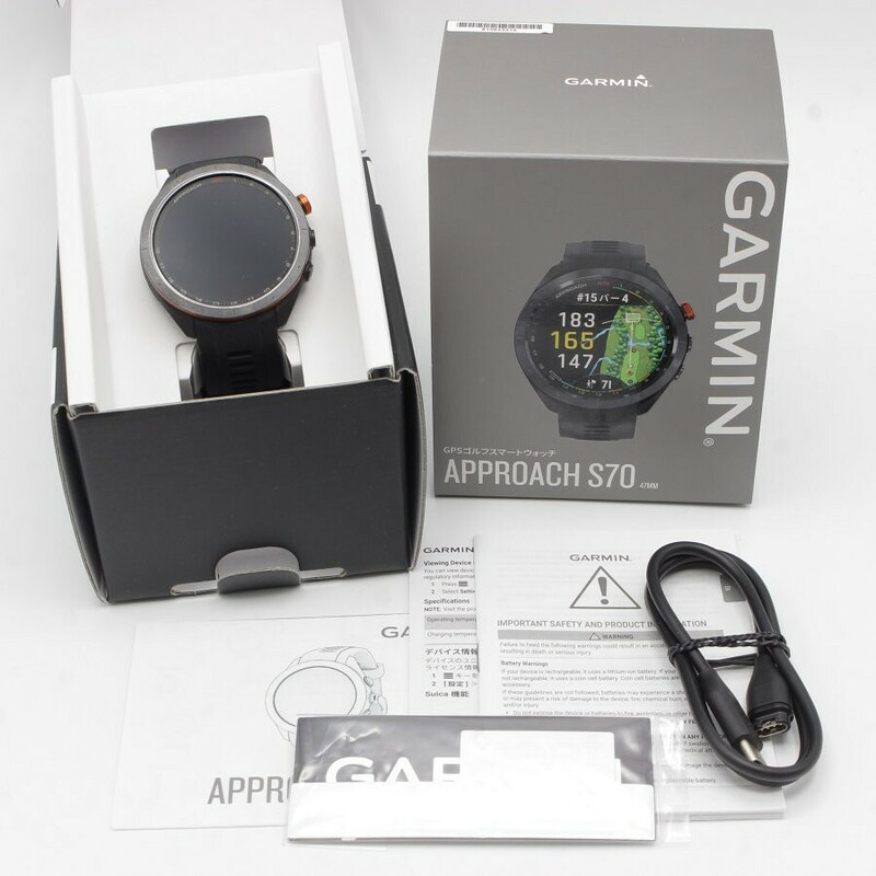 【美品】GARMIN Approach S70 47mm Black 010-02746-22 スマートウォッチ アプローチ ゴルフ ガーミン 本体