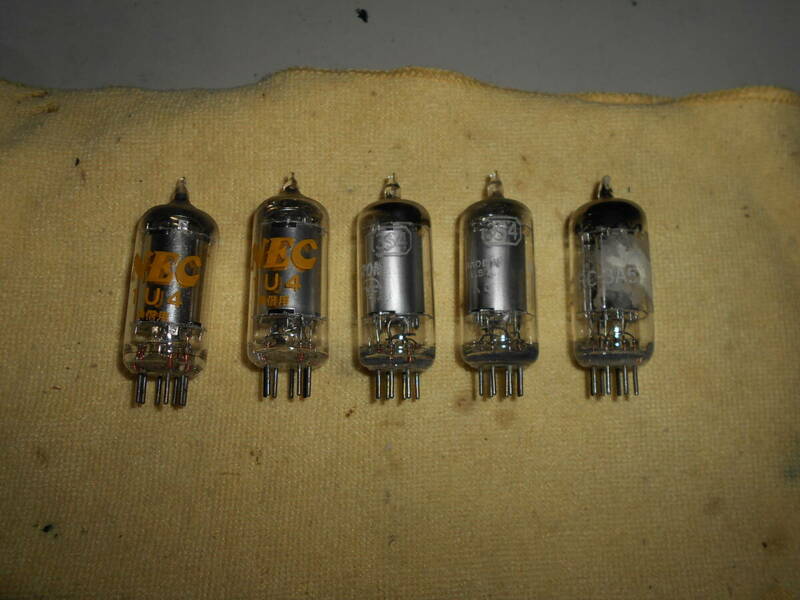 電池管　５本　3A5 ,3S4 x2 ,1U4 x2　　ジャンク品