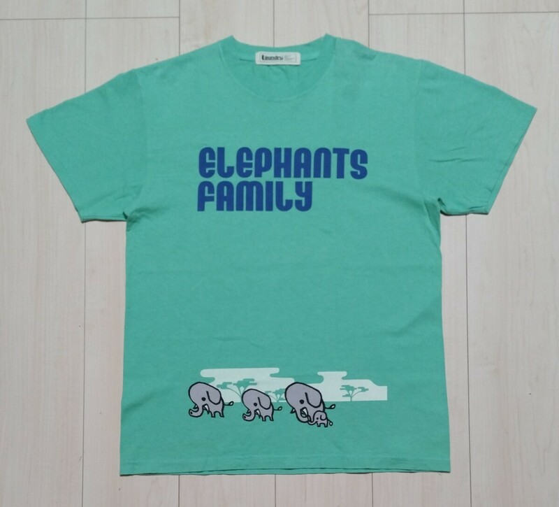 LAUNDRY　象　親子　子供　Tシャツ 【 ライト ブルー 水色 / M 】 ランドリー　ELEPHANTS FAMILY　日本製