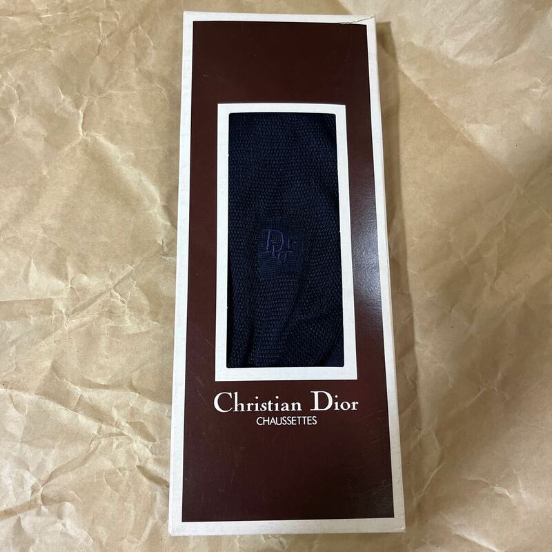 ◯レトロ・Christian Dior・クリスチャンディオール・スケスケ・網？・薄い・紺色・カネボウ・紳士 ・男性・靴下・25cm