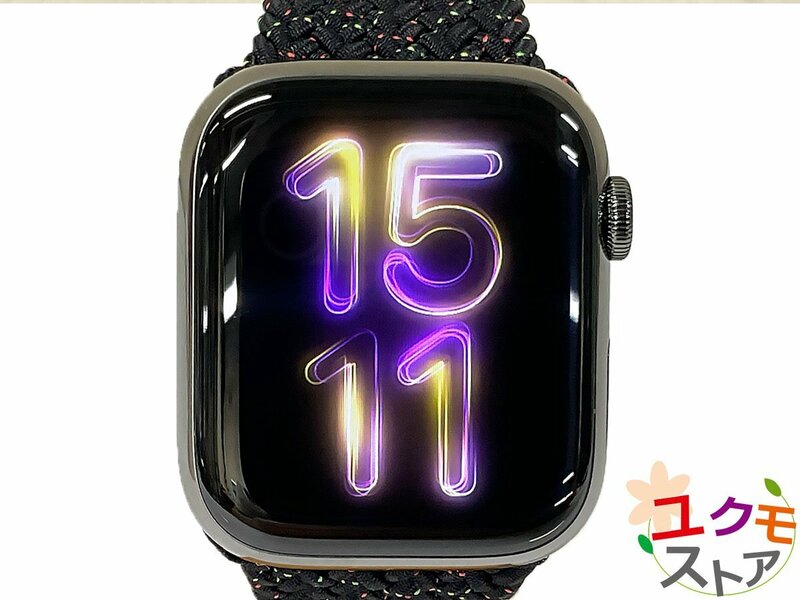 【開始価格1円】 Apple Watch Series 7 グラファイト ステンレス ブレイデッドソロループ 45mm MKMR3J/A A2478 アップルウォッチ シリーズ7