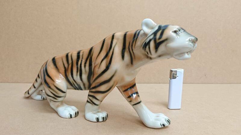 N-127 ROYAL DUX BOHEMIA ロイヤルダックスボヘミア トラ タイガー フィギュリン 全長約36cm 陶器 チェコスロバキア tiger figurine