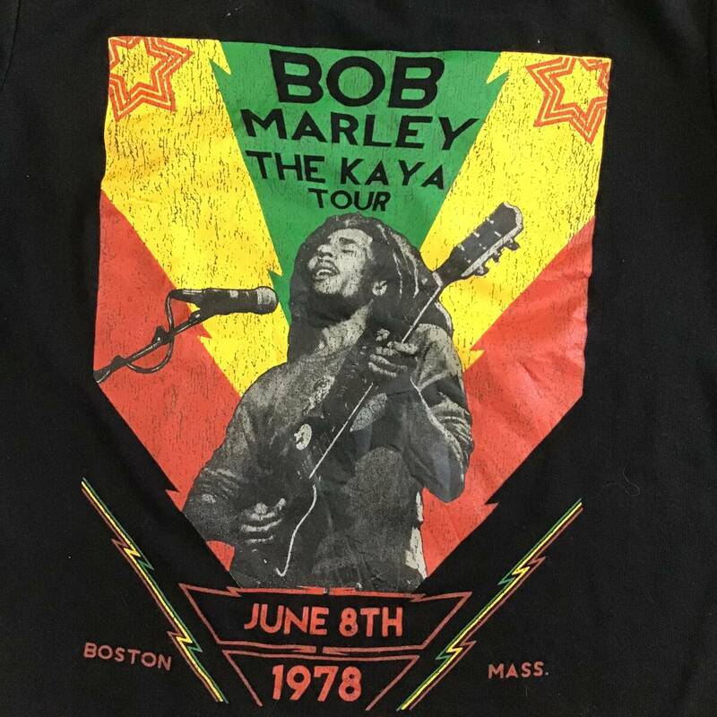 《 H 76》ZION BOB MARLEY ボブ・マーレー 半袖Tシャツ 1978 ツアーT Sサイズ トップス 黒 1円スタート アメリカ古着 古着卸