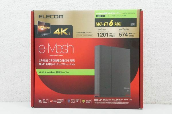 【未使用品】 ELECOM エレコム Wi-Fi6対応 無線LANルーター WMC-X1800GST-B 1201+574Mbps e-Meshルーター A703