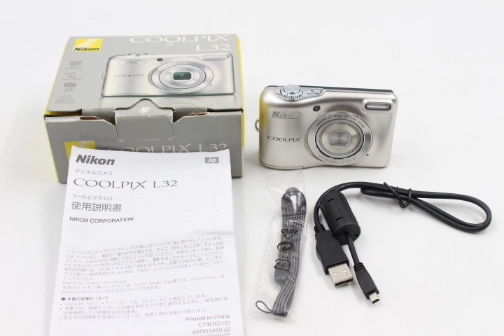 ☆【ト足】Nikon ニコン デジタルカメラ COOLPIX L32 シルバー デジカメ 箱 取扱説明書あり CE830ZZH40