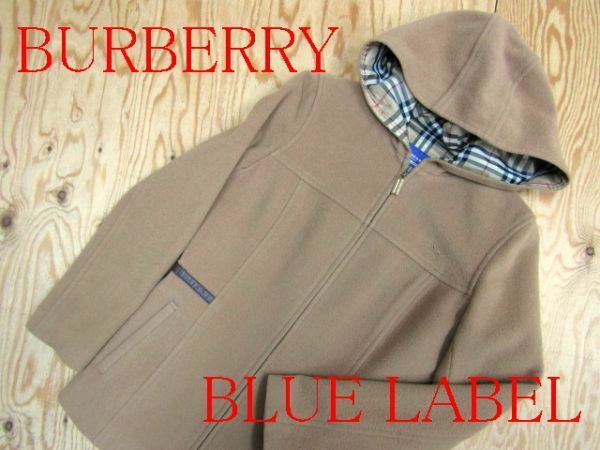 ★バーバリー Burberry ブルーレーベル★レディース フーディウールジップジャケット 裏ノバチェック★R60602039A