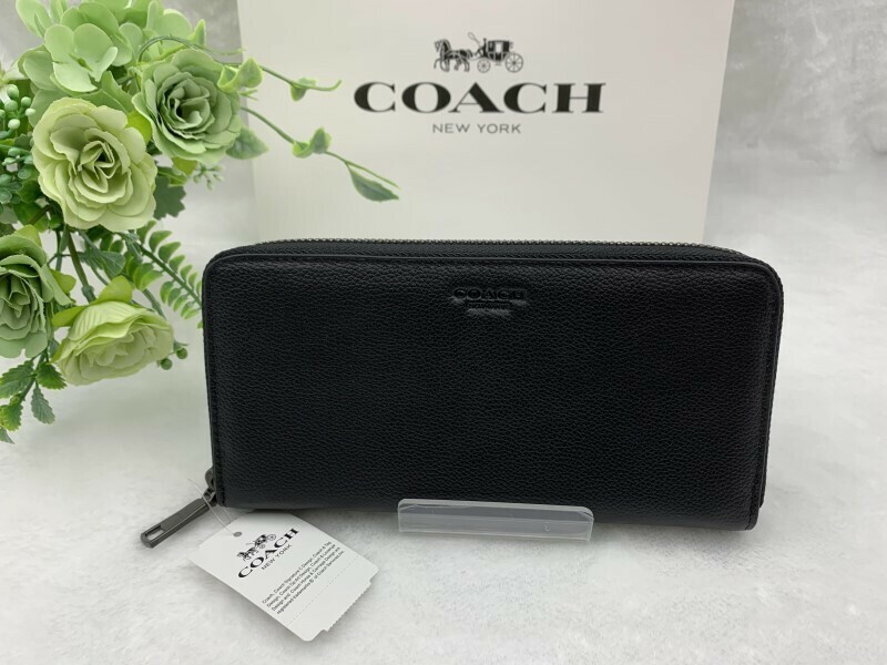 コーチ COACH 長財布 財布 アコーディオン ウォレット プレゼント 贈り物 ギフト ロング ジップ メンズ シンプル ブラック黒 C169