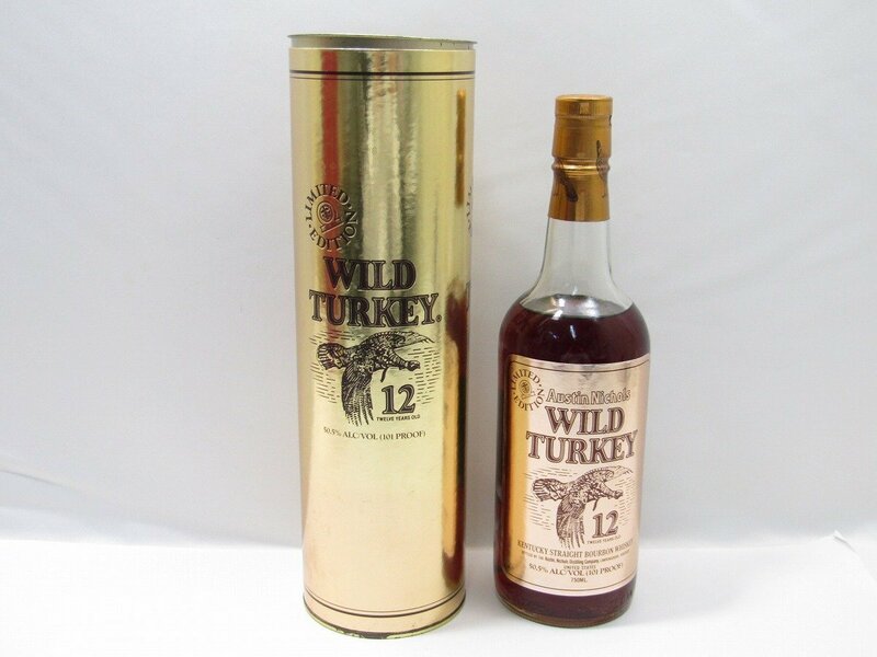 1円スタート 未開栓 洋酒 WILDTURKEY ワイルドターキー 12年 ゴールドラベル ウイスキー バーボン 750ml アルコール飲料 お酒