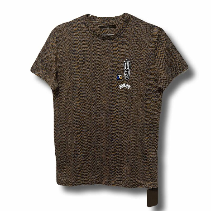 LOUIS VUITTON ルイヴィトン　Tシャツ　総柄　ワッペン　ブラウン