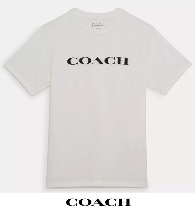 特価！ 人気 COACH コーチ メンズ ロゴ Tシャツ サイズM(日本サイズLに相当) C9693 ブライトホワイト 新品本物