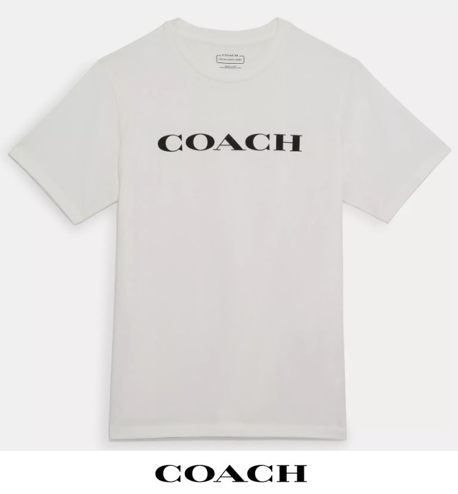 特価！ 人気 COACH コーチ メンズ ロゴ Tシャツ サイズL(日本サイズXLに相当) C9693 ブライトホワイト 新品本物