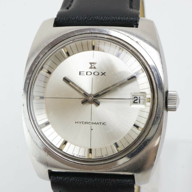 2406-507 エドックス オートマチック 腕時計 EDOX ハイドロマチック 21石 日付 クロスライン 銀色ケース