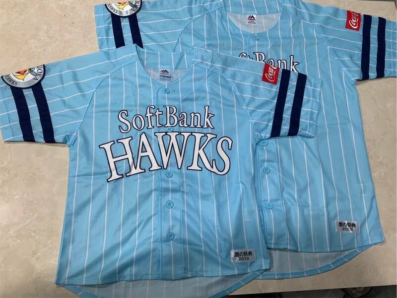 1円～ Softbank HAWKS 福岡ソフトバンクホークス majestic ユニフォーム シャツ セット