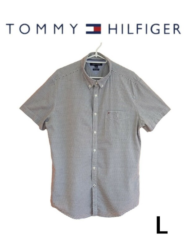 TOMMY HILFIGER ボーダー半袖シャツ 203-0302 U4 トミーヒルフィガー