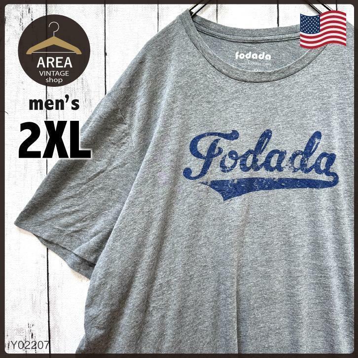 【fodada】アメリカTシャツ半袖メンズXXLサイズグレーUSAビッグサイズ