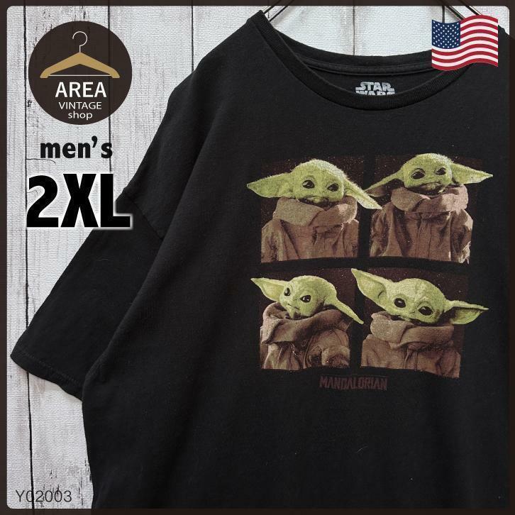 【STAR WARS】ムービー　古着　アメリカ　Tシャツ　半袖　メンズ　2XLサイズ　ブラック　ヨーダ