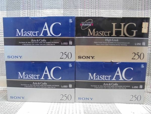 （β）SONY　ベータ　カセット　L-250　MasterHG 1本＋MasterAC 3本　合計4本セット