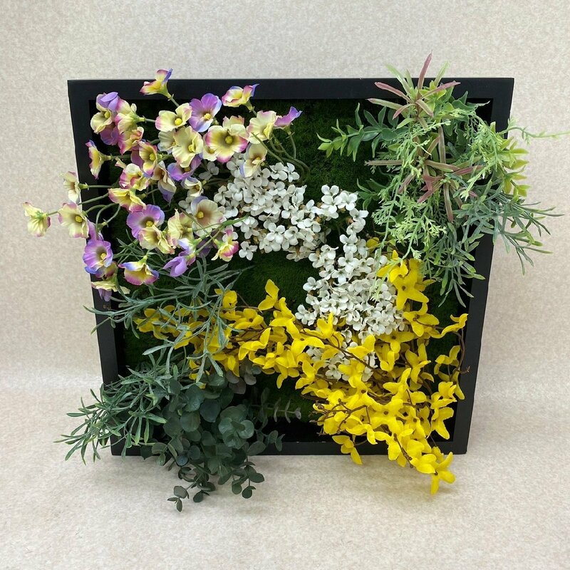 モデルルーム展示品 フェイクグリーン / 壁掛け / 観葉植物 / 造花 / ウッドボードフレーム MCY-0290【引取可/大阪発】No.2