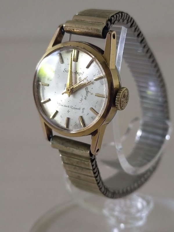 セイコーエンジェル 1964年 SEIKO Angel DIASHOCK 1004-0020 17石 腕時計 婦人用手巻き 金色 稼働品 / 服部時計店 精工舎 アンティーク /